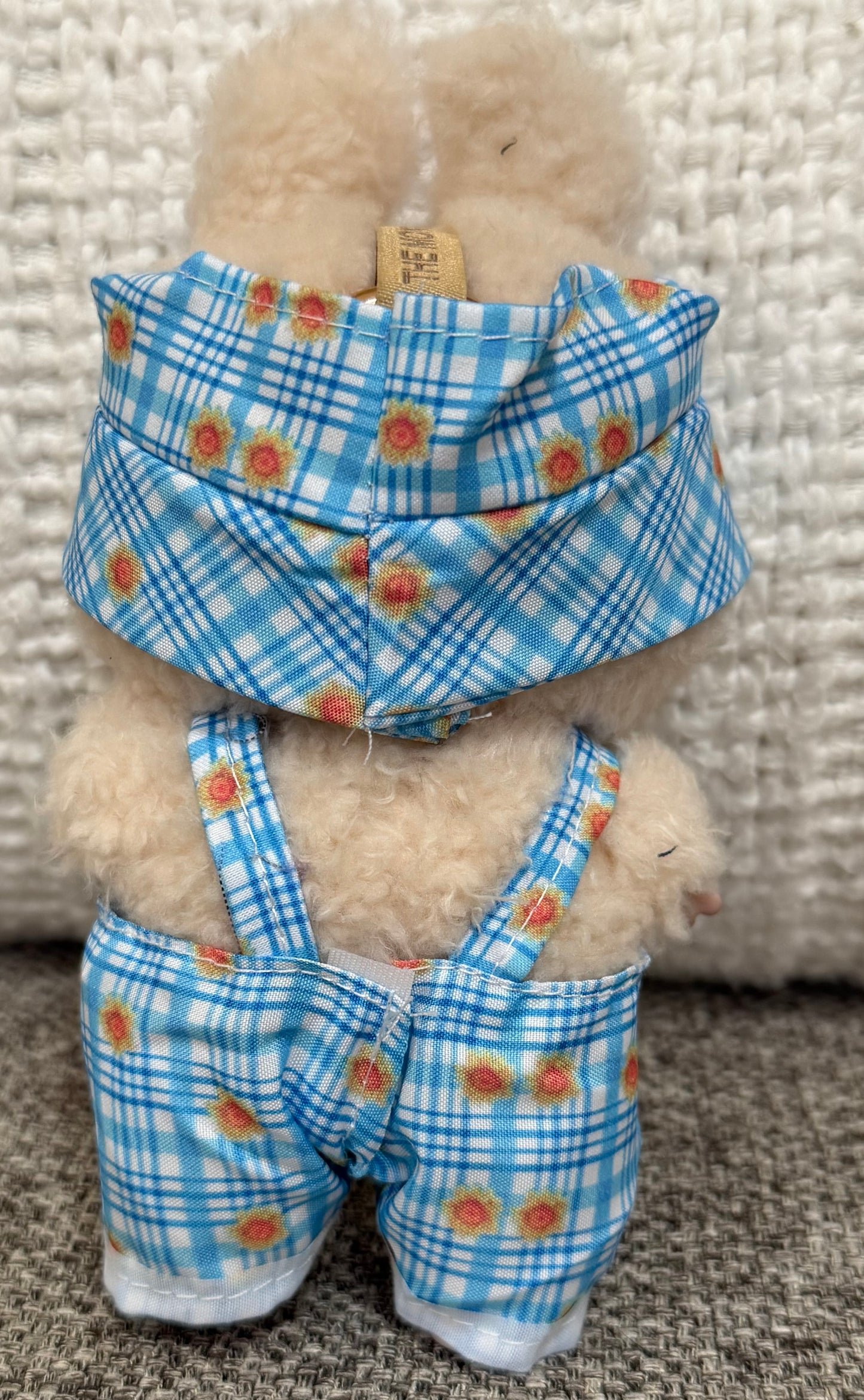 Blue Plaid Overalls for Labubu