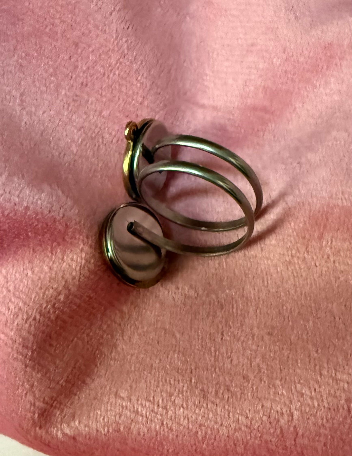 Repurposed Vintage Clock Button Adjustable Ring
