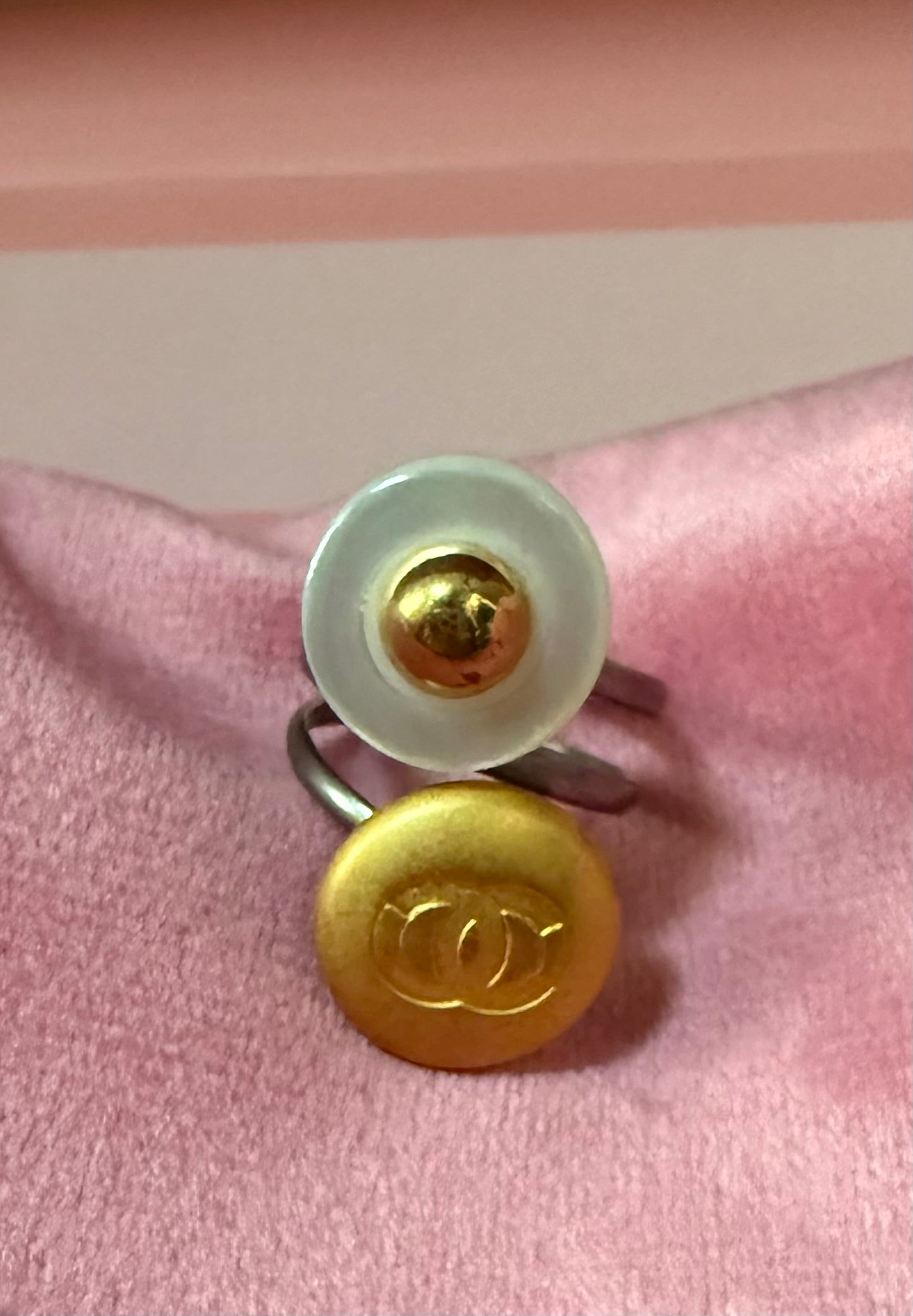 Repurposed Vintage Button Adjustable Ring
