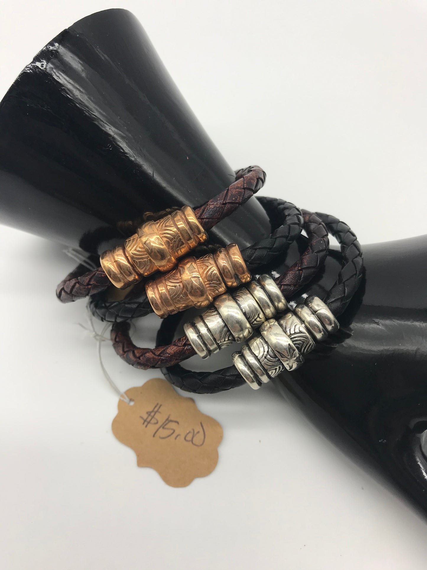 Handmade braided leather bracelet