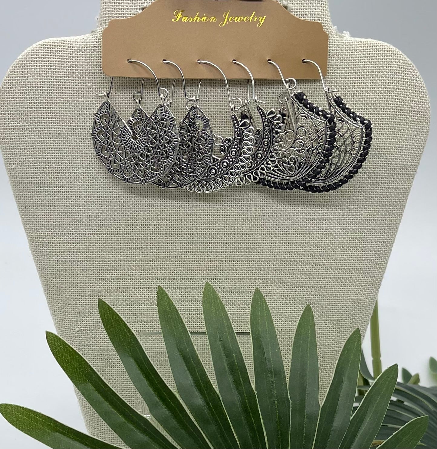 Boho Set Of 3 Silver Tone Earrings