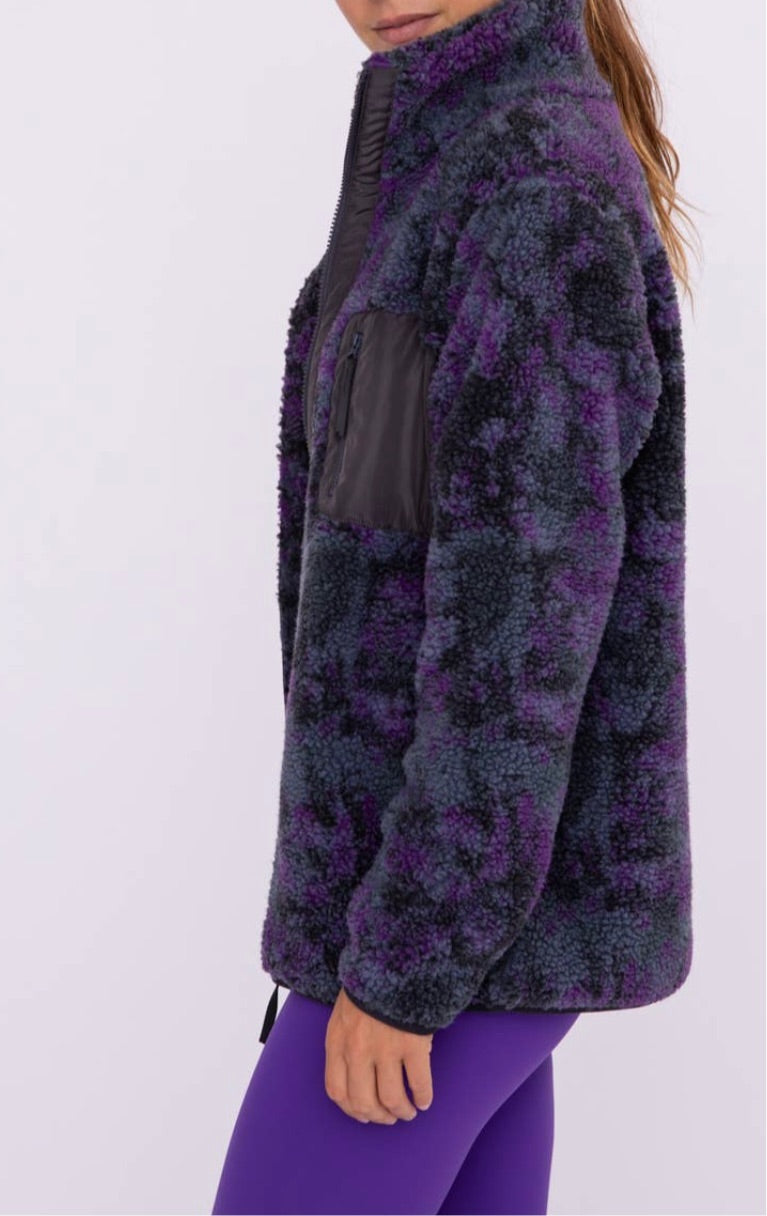 Dark Tie-Dye Sherpa Full Zip Jacket