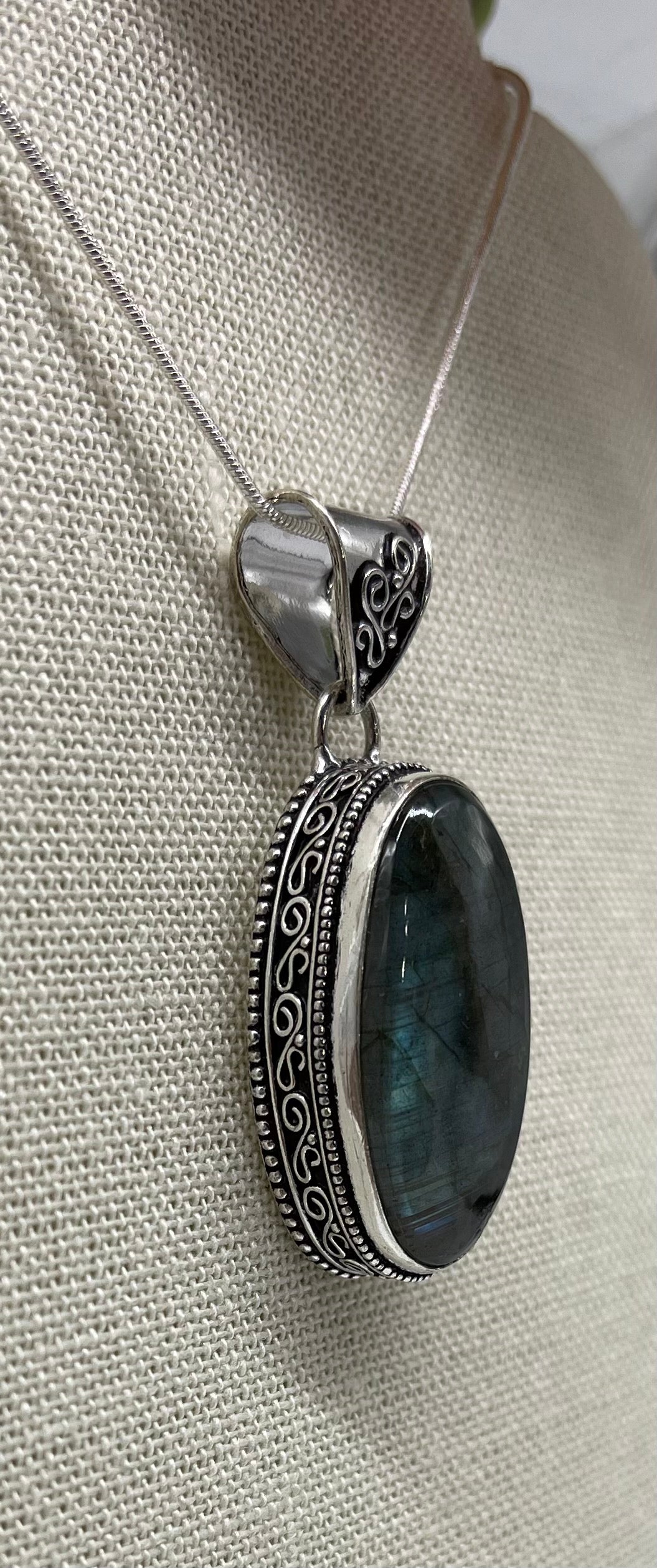 Natural Labradorite Pendant Necklace