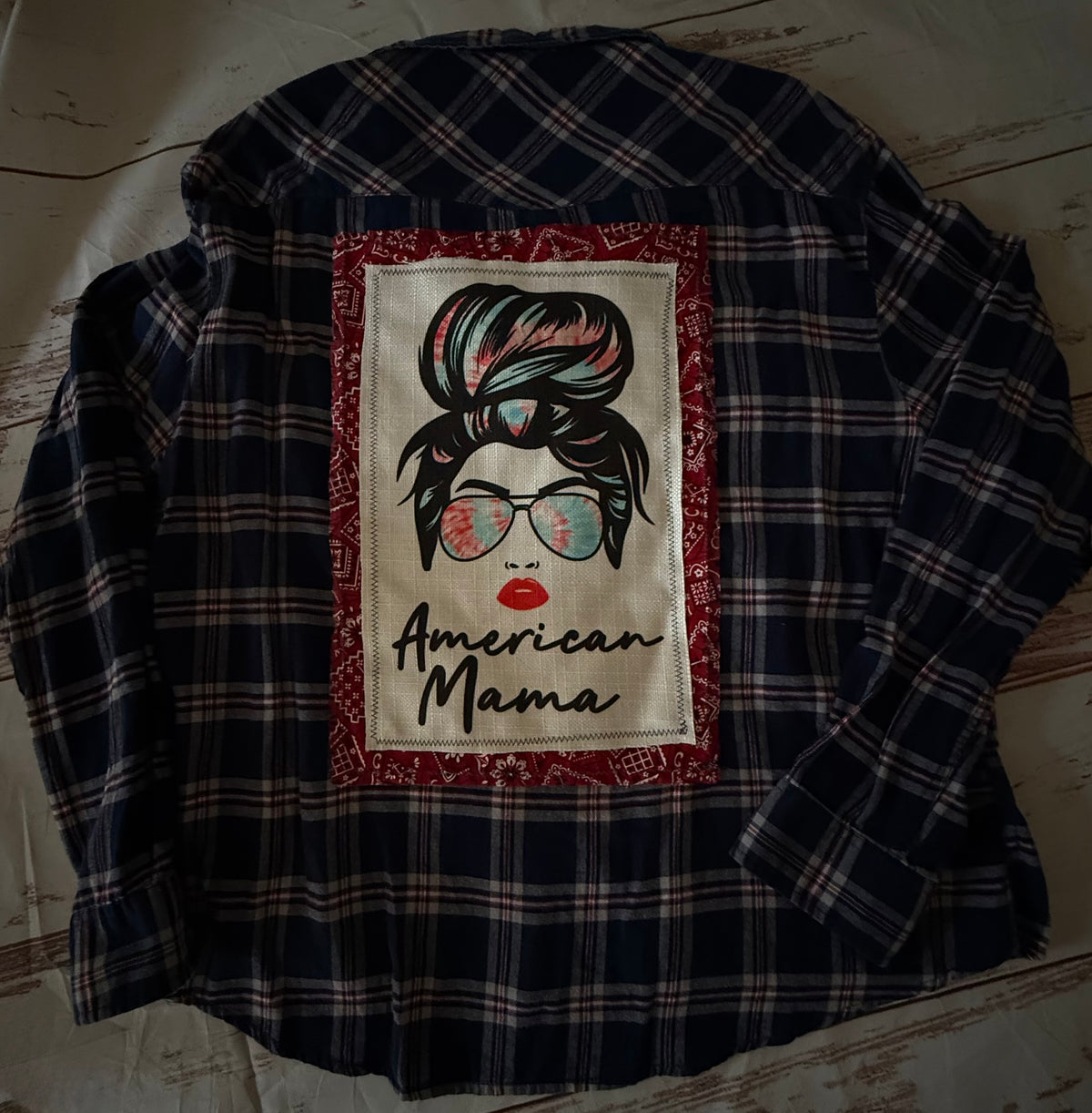“American Mama” Up cycled Flannel