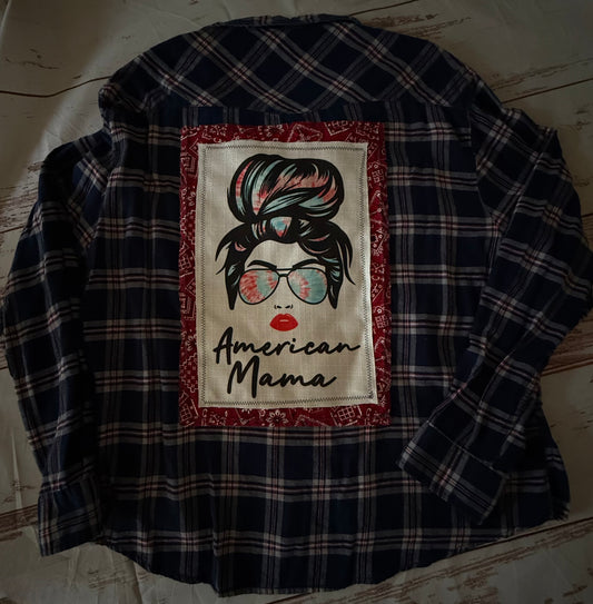 “American Mama” Up cycled Flannel