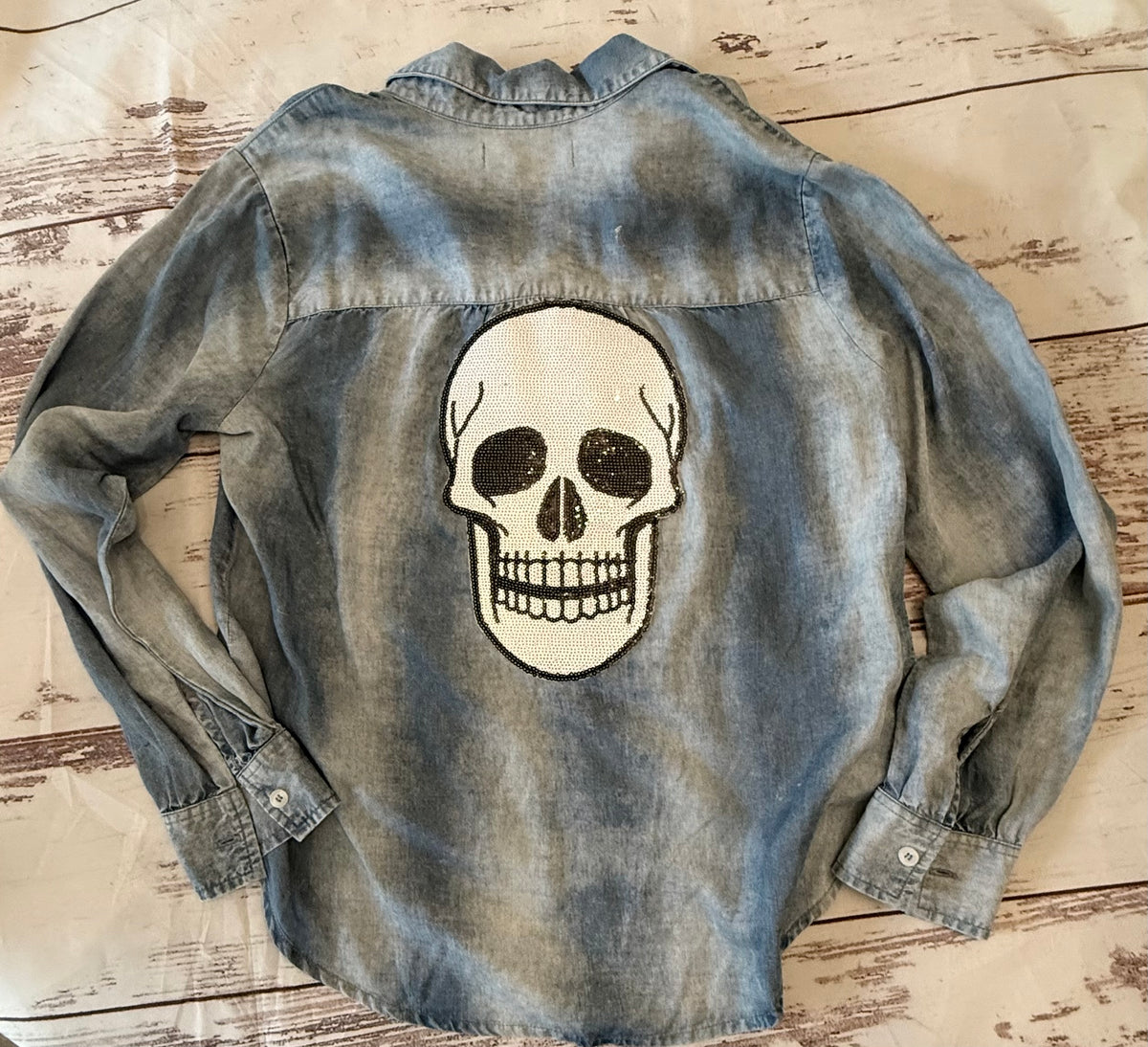 Skull Bling- Up cycled Shirt