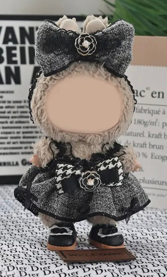Handmade Camellia Dress with a Headband for Labubu