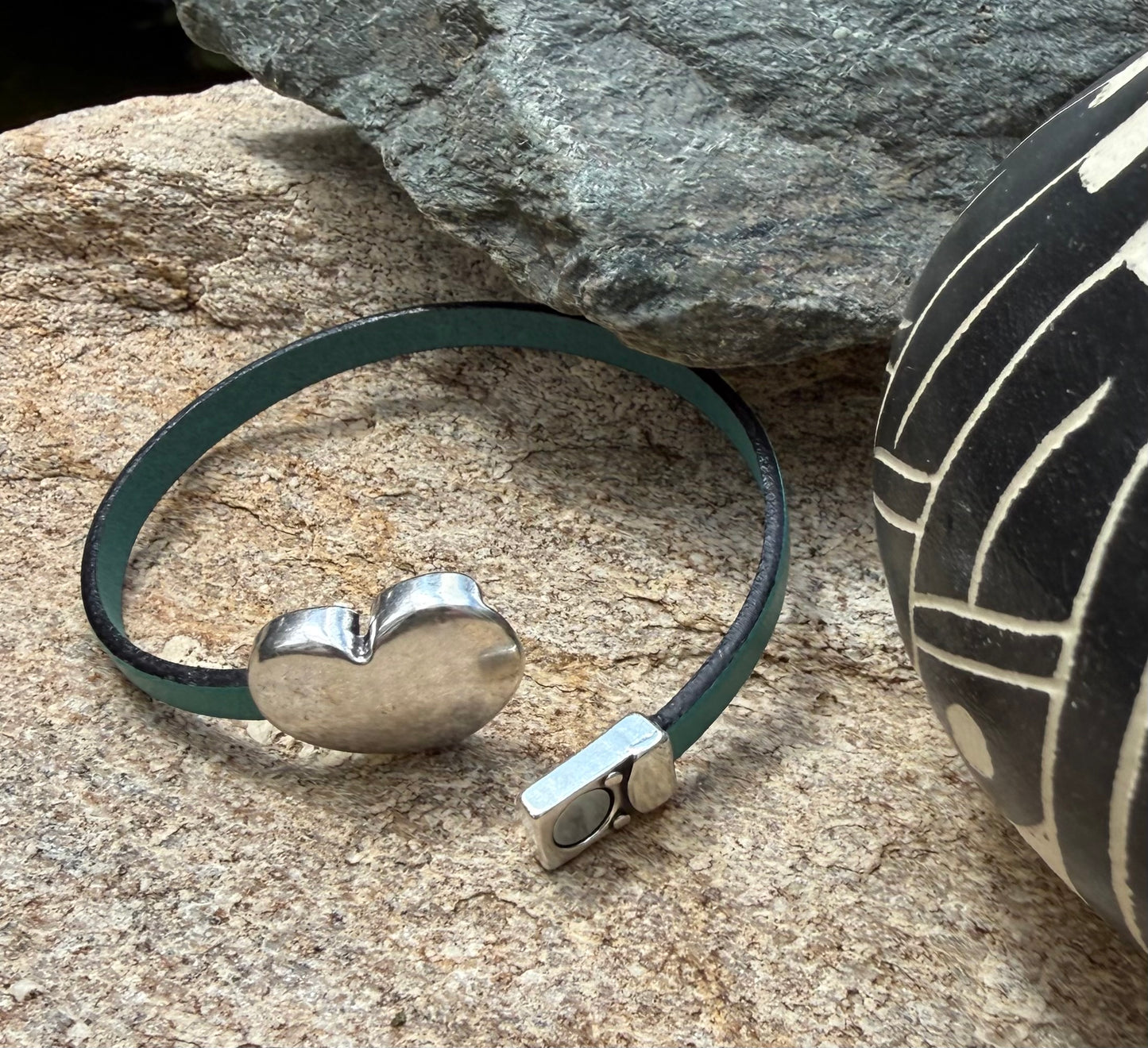 Handmade Leather Heart Bracelet