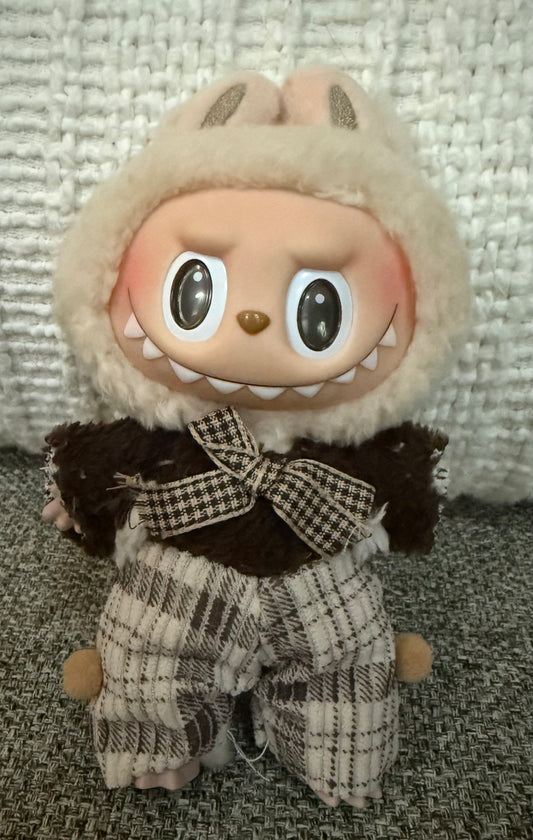 Handmade Furry Vest & Corduroy Pants Outfit for Labubu