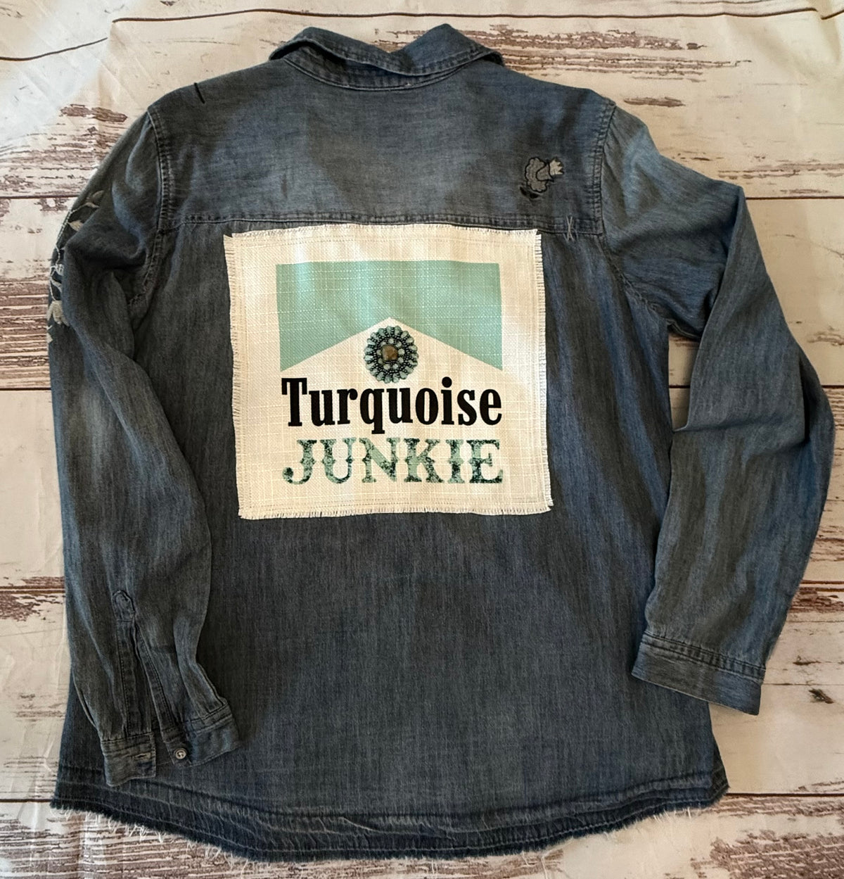 Up cycled Turquoise Junkie Shirt