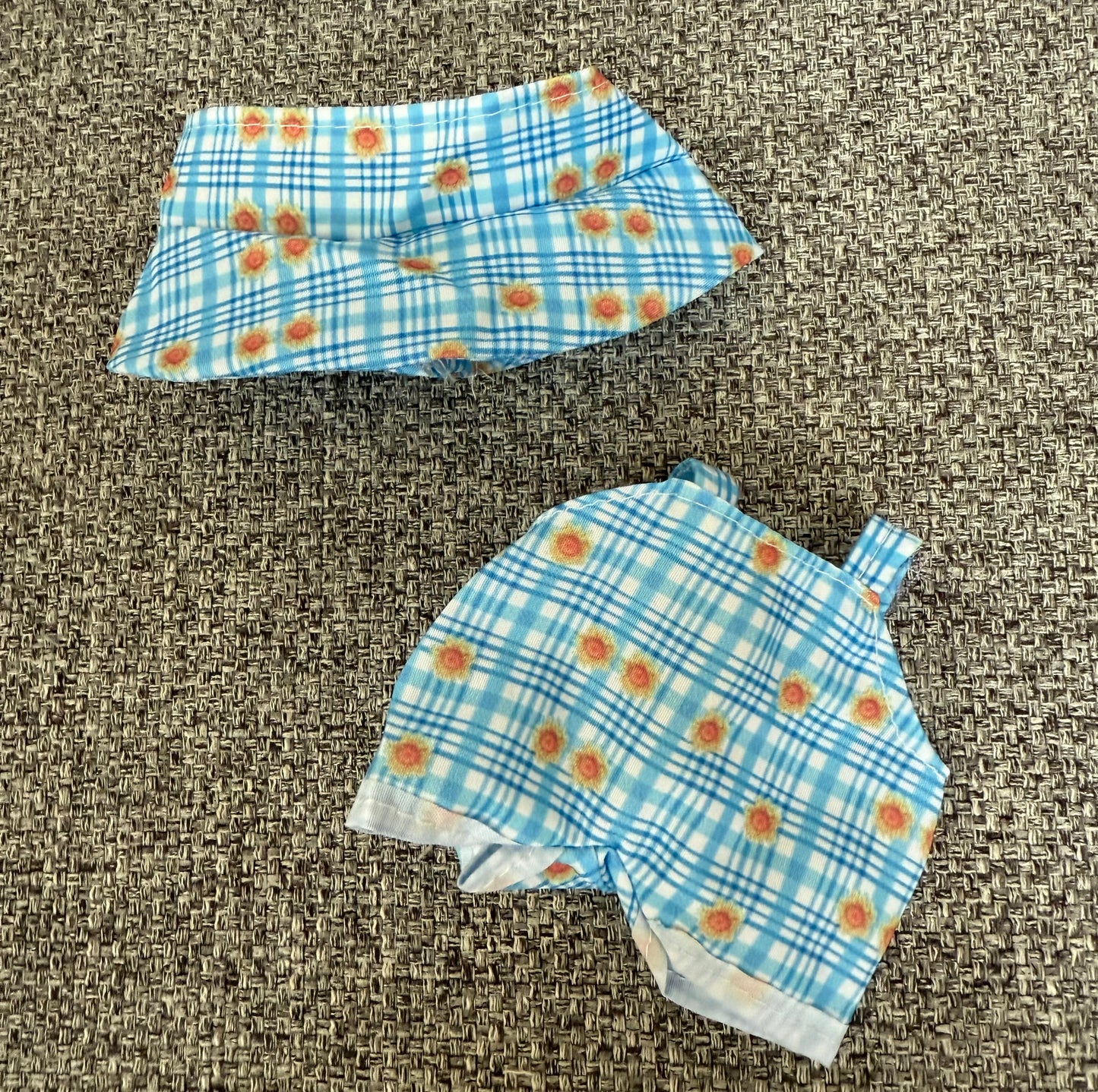 Blue Plaid Overalls for Labubu