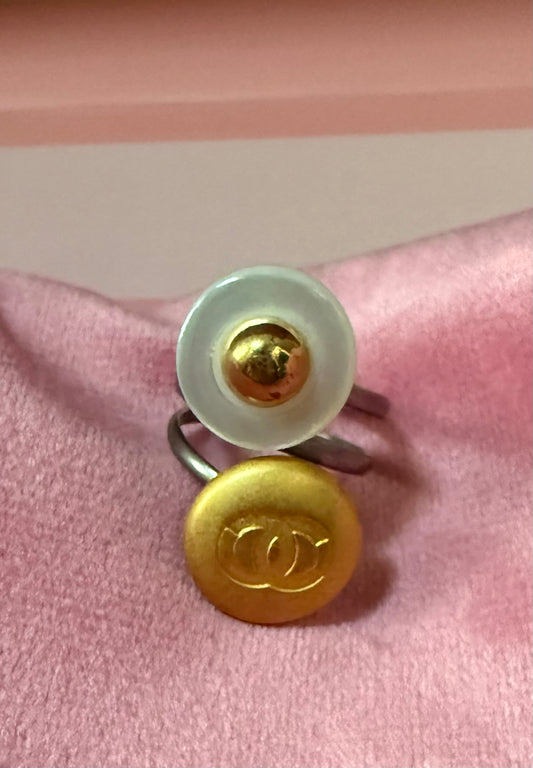 Repurposed Vintage Button Adjustable Ring
