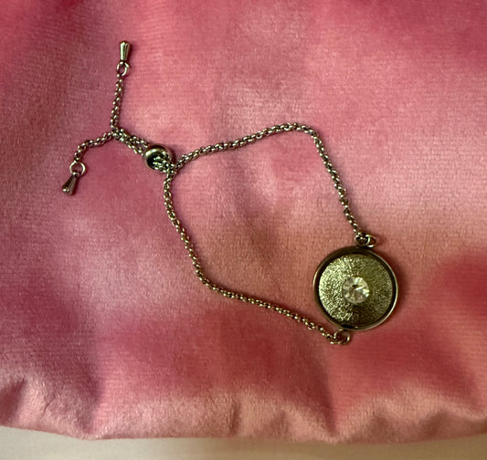 Repurposed Vintage Rhinestone Button Adjustable Bracelet