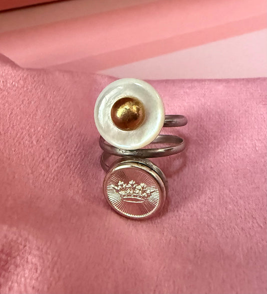 Repurposed Vintage Button Adjustable Ring