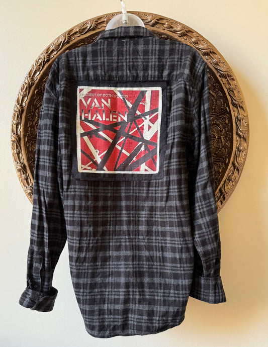 Rock & Roll Repurposed Flannel-Red