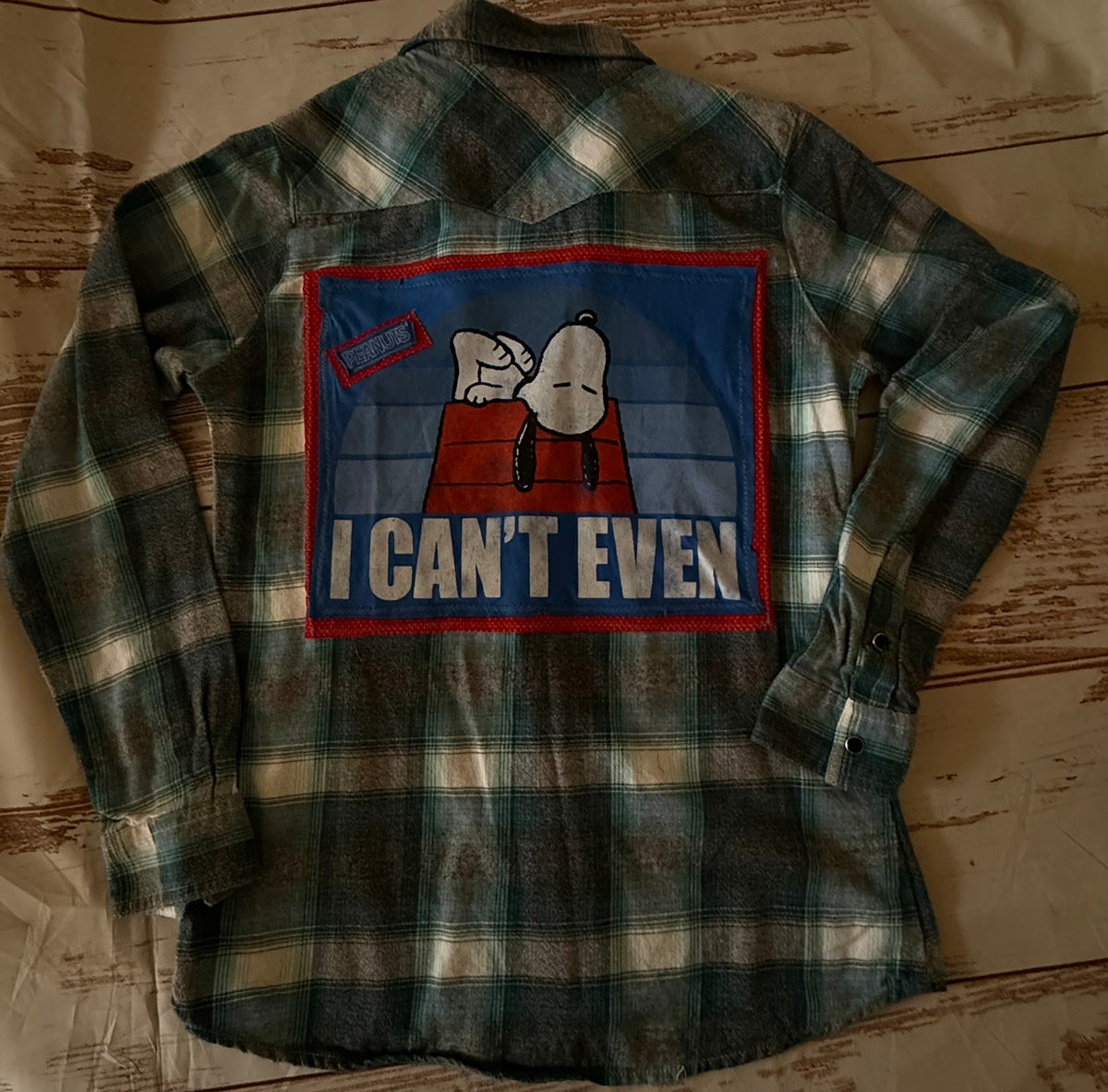 Snoopy up cycled Flannel