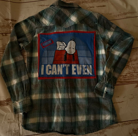 Snoopy up cycled Flannel