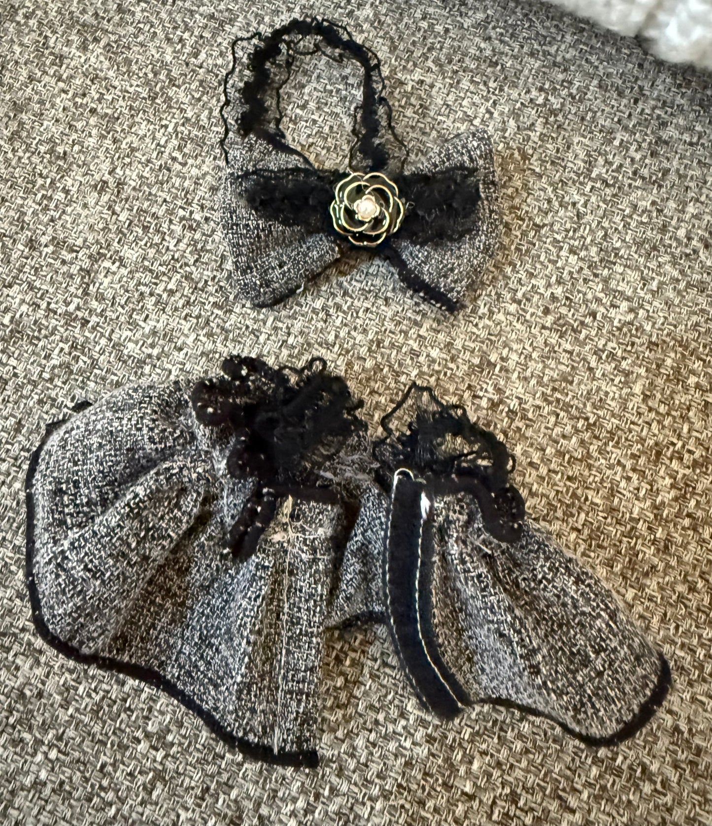 Handmade Camellia Dress with a Headband for Labubu