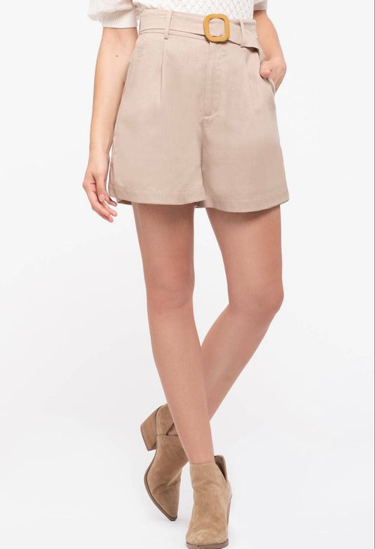 Belted Linen Shorts