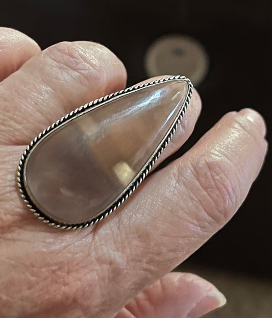 Brown Fluorite Ring (size 8) Tear Drop
