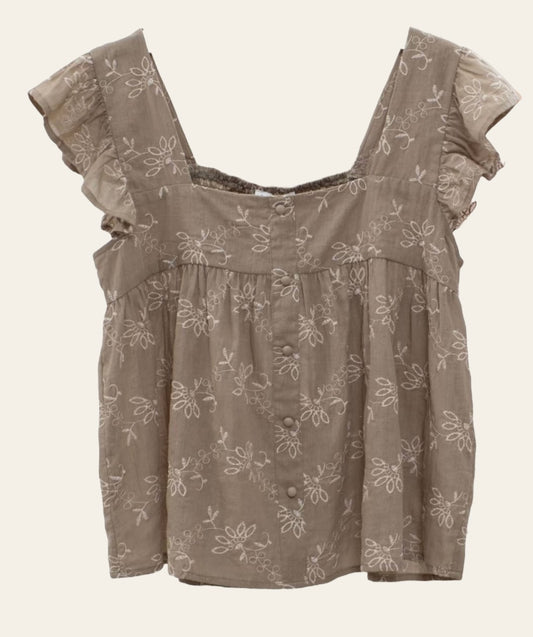Floral Embroidered Woven Top