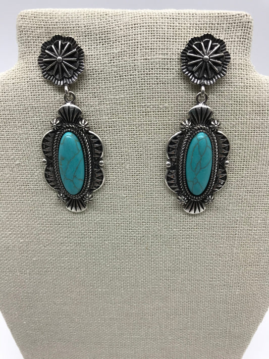 Silver and faux turquoise earrings