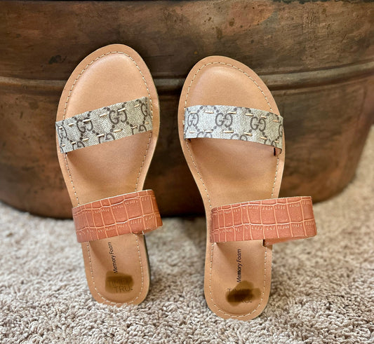Up cycled Cognac Brown Sandals
