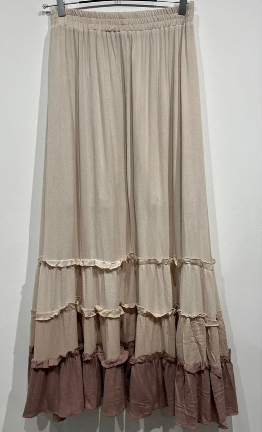 Western boho tiered maxi skirt