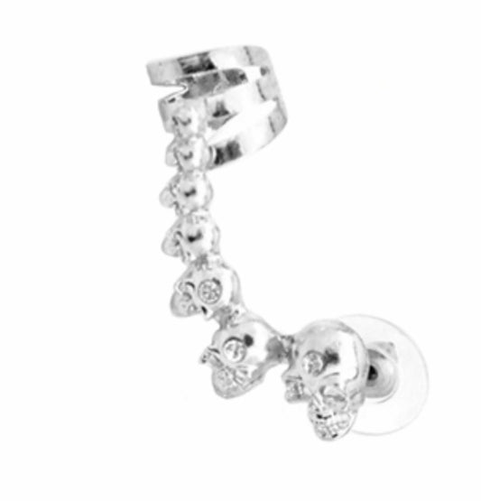 Silver color Ear climber with ear cuff