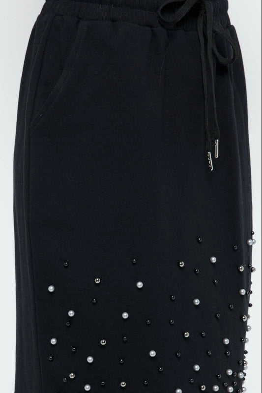 Knit Vocal Skirt With Pearl Details