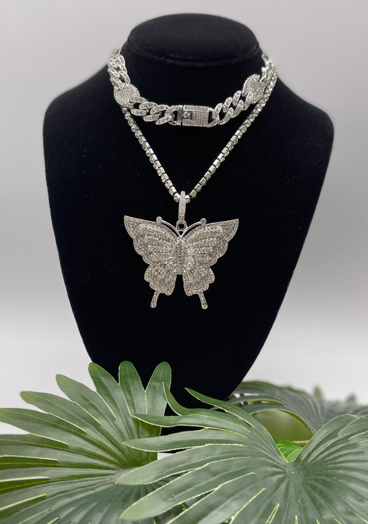 Bling Beauty Butterfly With Adjustable Choker Necklace