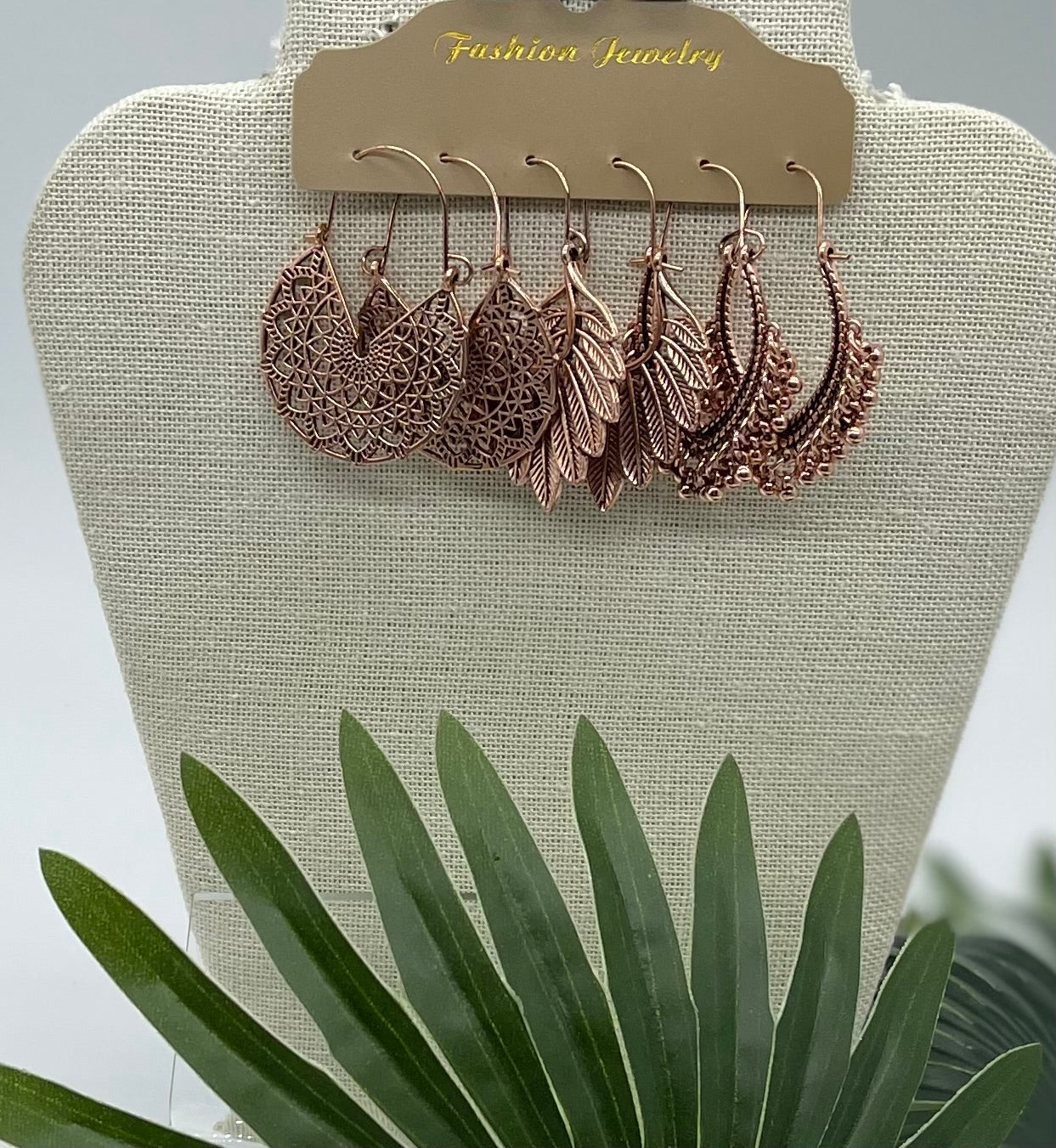 Boho Set Of 3 Copper Tone Earrings